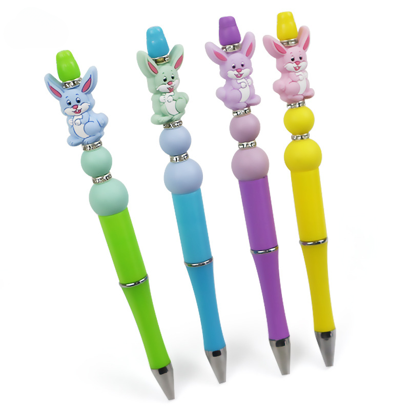 10PCS DIY Handmade Cartoon Rabbit Silicone Bead Pen