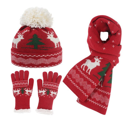 Wholesale Winter Ladies Christmas Knitted Hat Gloves Scarf Set