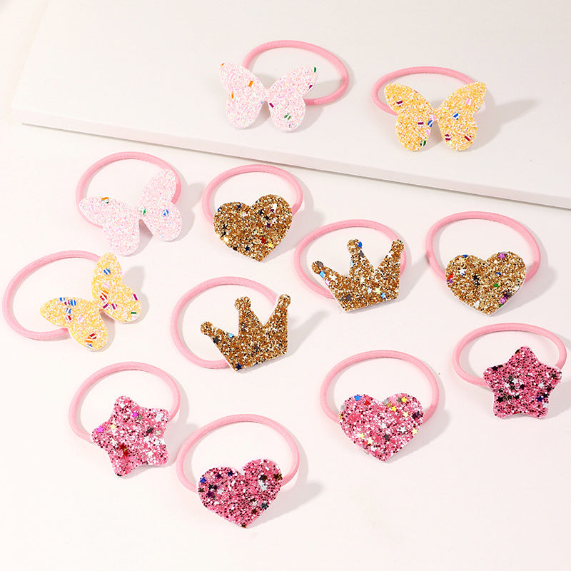 12-Pack Little Girl Sequins Hair Ties