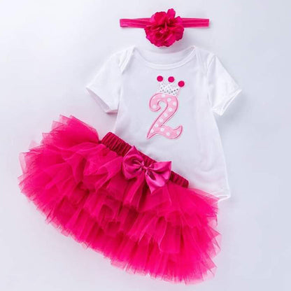 3 Pieces Set Baby Girls Bow Alphabet Rompers Skirts And Headwear