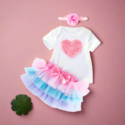 3 Pieces Set Baby Girls Birthday Letters Skirts And Headwear