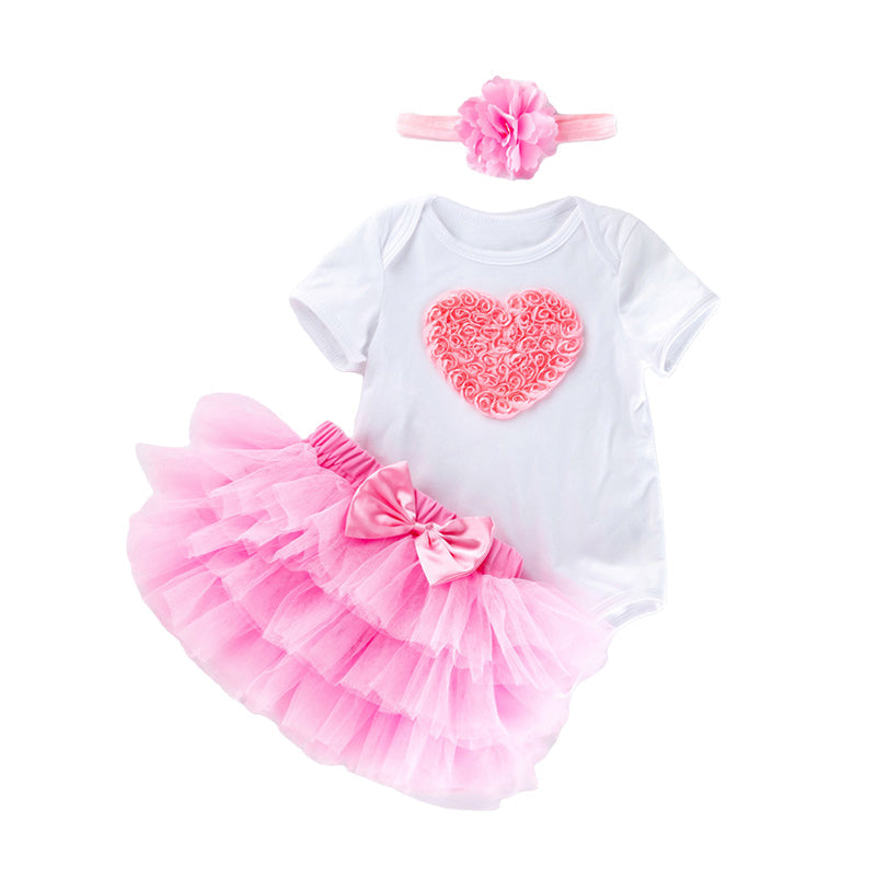 3 Pieces Set Baby Girls Birthday Letters Skirts And Headwear