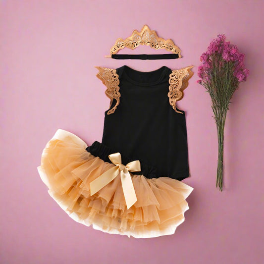 3 Pieces Set Baby Girls Bow Skirts And Headwear