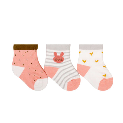 3 Pairs Baby Unisex Solid Color Striped Cartoon Socks