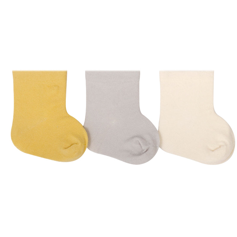 3 Pairs Baby Unisex Solid Color Striped Cartoon Socks