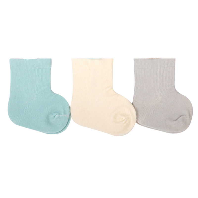 3 Pairs Baby Unisex Solid Color Striped Cartoon Socks