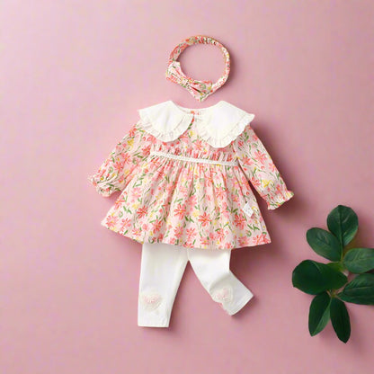 2 Pieces Set Baby Girls Dresses Love Bow And Embroidered Pants