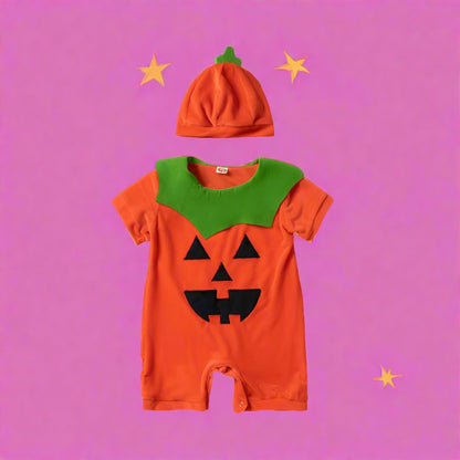 2 Pieces Set Baby Unisex Halloween Hats And Cartoon Rompers