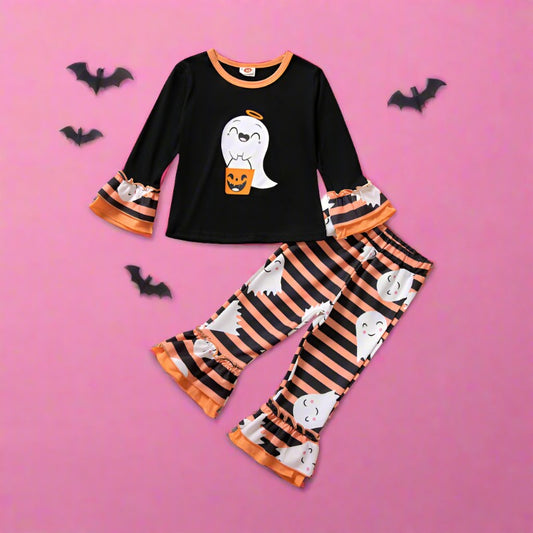 2 Pieces Set Baby Kid Girls Halloween Cartoon Tops And Pants