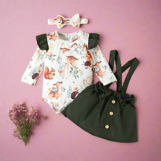 3 Pieces Set Baby Girls Bow Dresses And Headwear