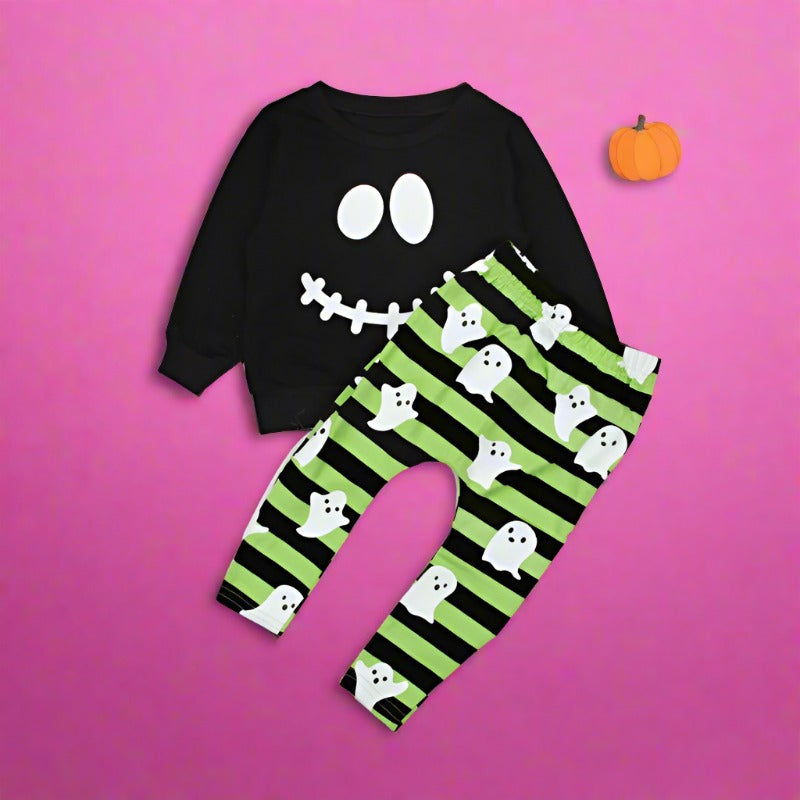 2 Pieces Set Baby Kid Halloween Tops And Striped Pants