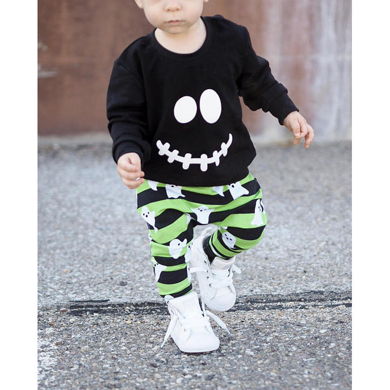 2 Pieces Set Baby Kid Halloween Tops And Striped Pants