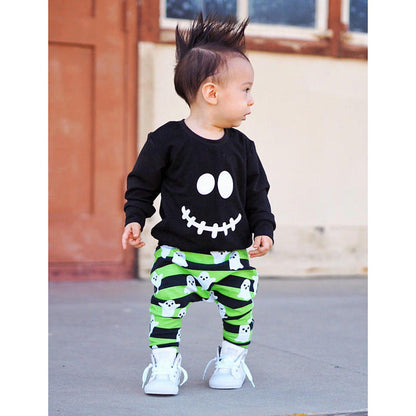 2 Pieces Set Baby Kid Halloween Tops And Striped Pants