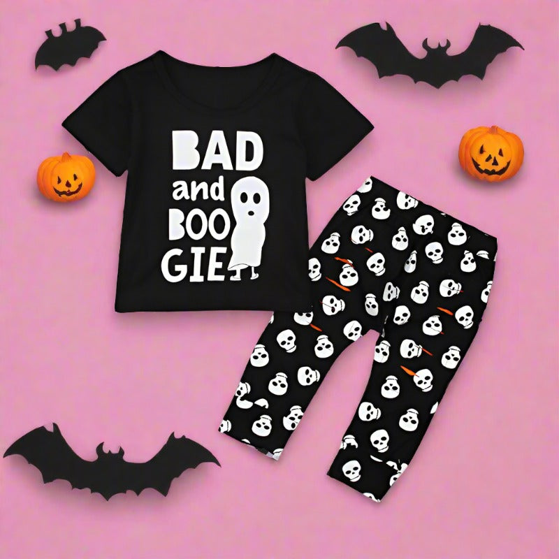 2 Pieces Set Baby Halloween Letters T-Shirts And Pants