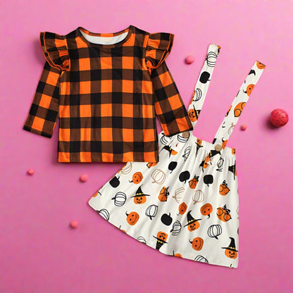 2 Pieces Set Baby Kid Girls Halloween Tops Cartoon Dresses