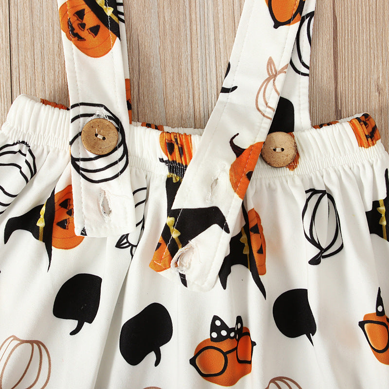 2 Pieces Set Baby Kid Girls Halloween Tops Cartoon Dresses