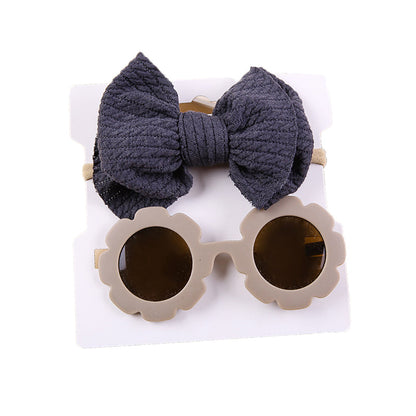 2 Pieces Set Girls Polka dots Bow Headwear And Glasses