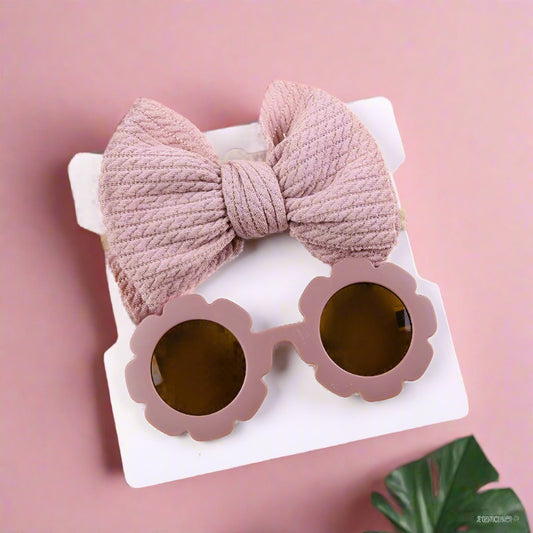 2 Pieces Set Girls Polka dots Bow Headwear And Glasses