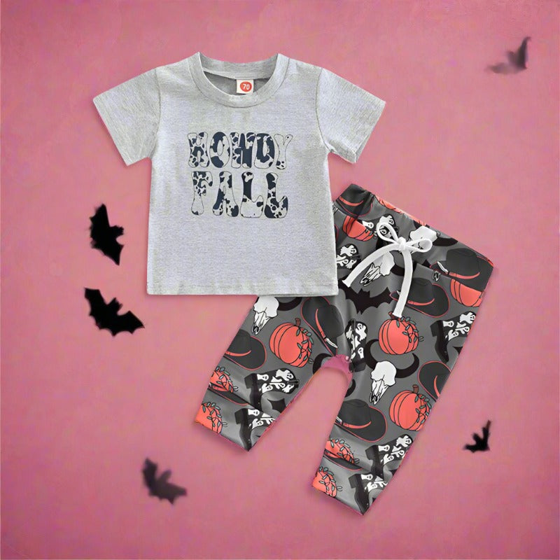 2 Pieces Set Kid Boys Halloween Cartoon T-Shirts And Pants