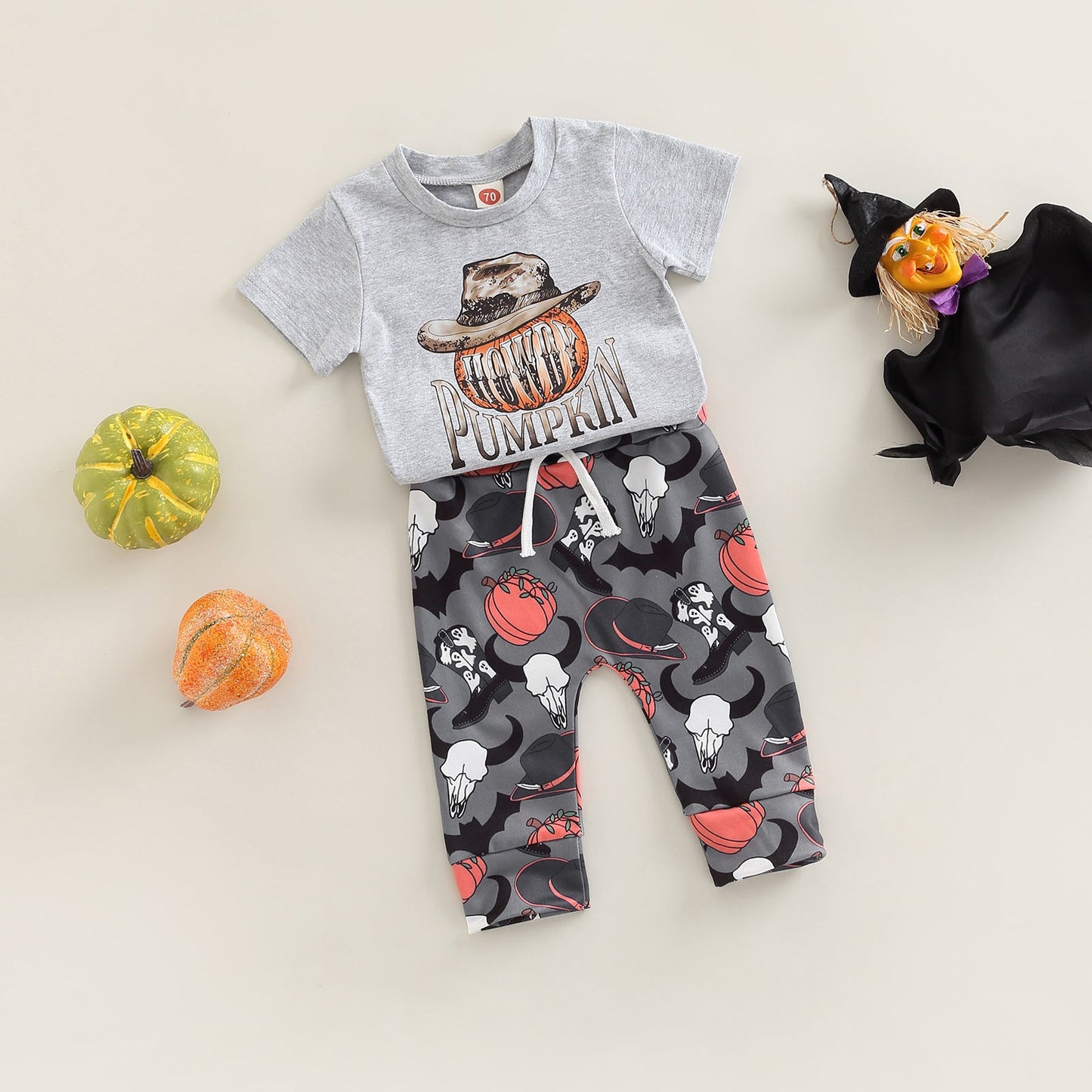 2 Pieces Set Kid Boys Halloween Cartoon T-Shirts And Pants