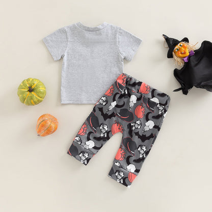 2 Pieces Set Kid Boys Halloween Cartoon T-Shirts And Pants