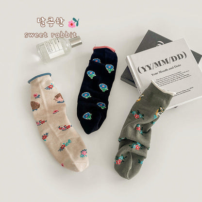 3 Pairs Girls Flower Accessories Socks Wholesale