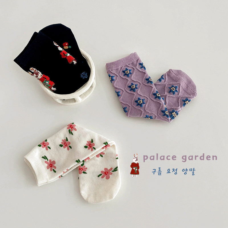 3 Pairs Girls Flower Cartoon Accessories Socks Wholesale