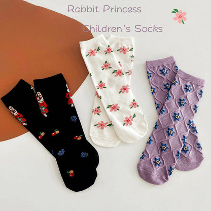 3 Pairs Girls Flower Cartoon Accessories Socks Wholesale