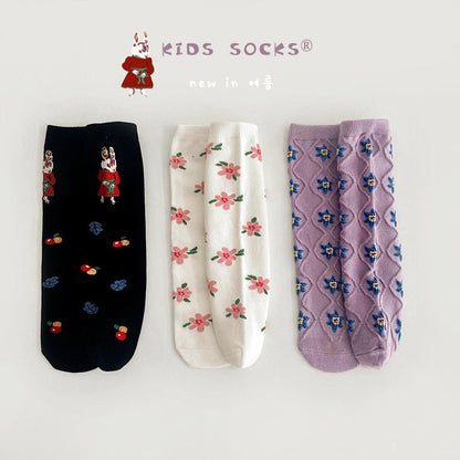 3 Pairs Girls Flower Cartoon Accessories Socks Wholesale