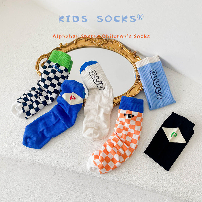 3 Pairs Unisex Letters Checked Accessories Socks