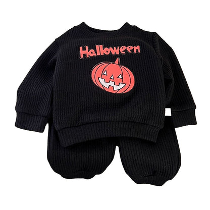 2 Pieces Set Baby Halloween Cartoon Print Tops And Pants