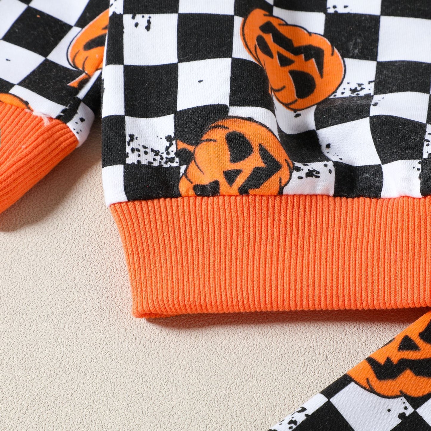 2 Pieces Set Baby Kid Girls Halloween Color-blocking Print Hoodies