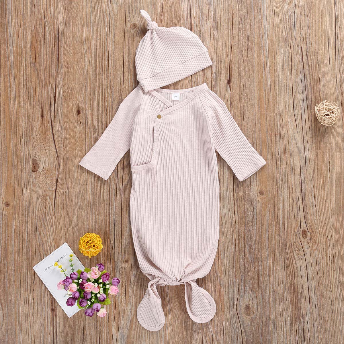 2 Pieces Baby Plain Ribbed Sleeping Bag With Hat Wholesale 23855333