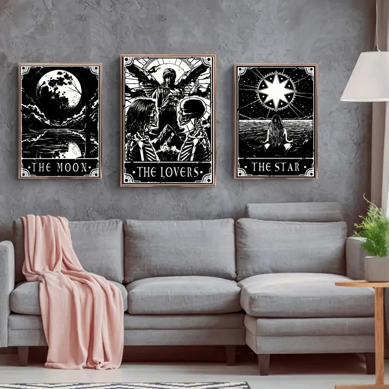 3 piece set A3 Dark Tarot Posters on Canvas