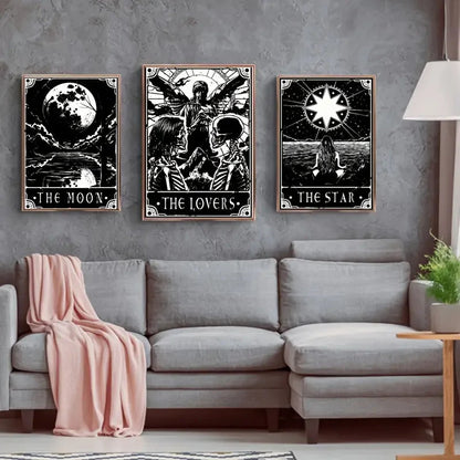 3 piece set A3 Dark Tarot Posters on Canvas