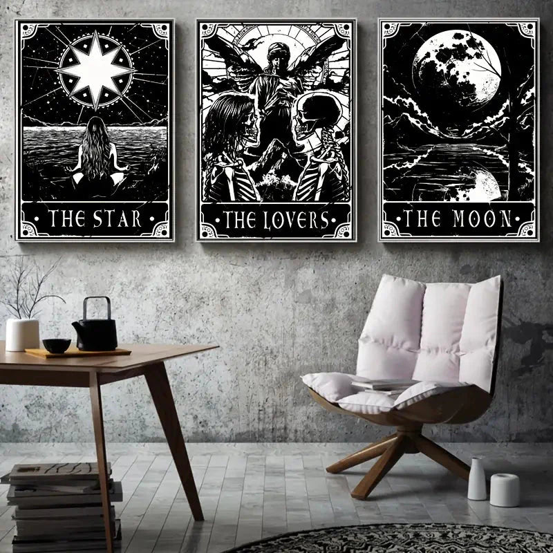 3 piece set A3 Dark Tarot Posters on Canvas