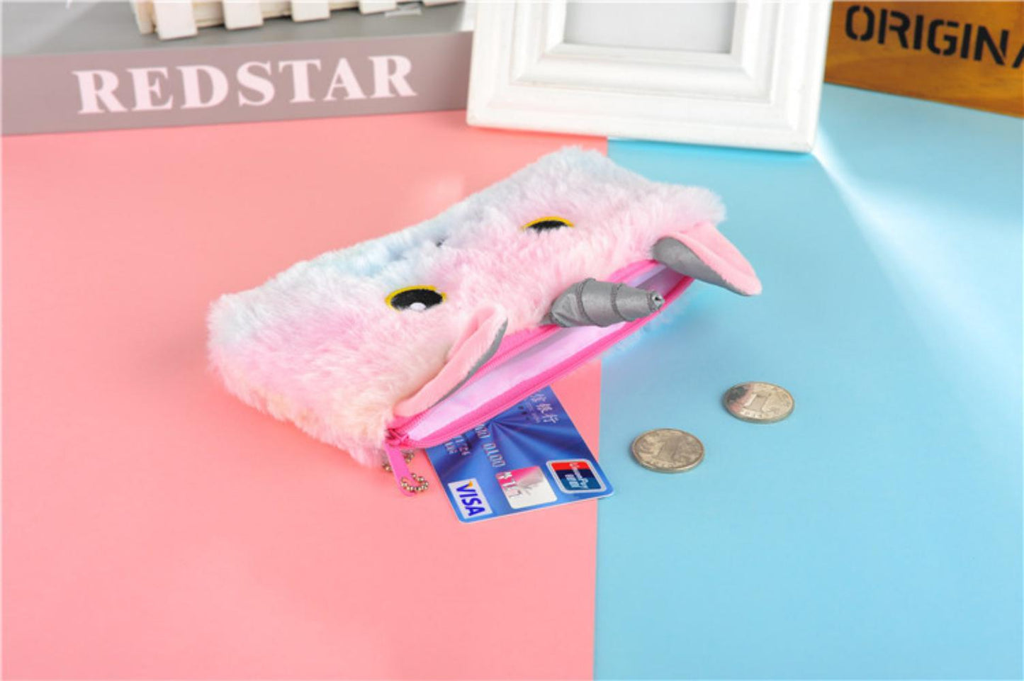 2PCS Kid Girl Unicorn Plush Pencil Bags Wholesale Accessories