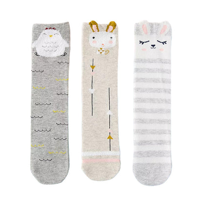 3 Pieces Baby Toddler Kid Knee High Cartoon Stockings Set