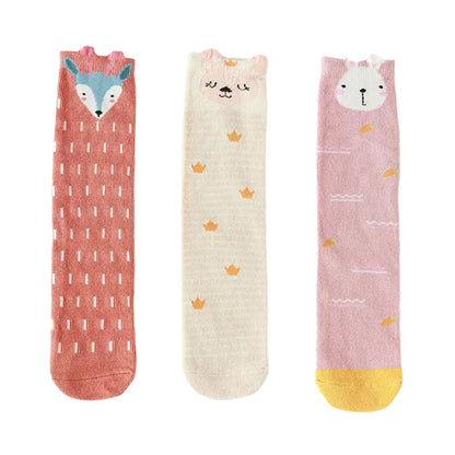 3 Pieces Baby Toddler Kid Knee High Cartoon Stockings Set