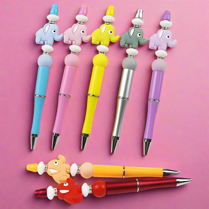 10pcs/pack DIY Handmade Cartoon Elephant Silicone Bead Pen