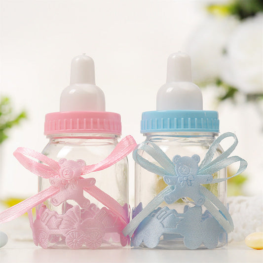 12PCSSmall Milk Bottles Transparent Plastic Packaging Boxes Creative