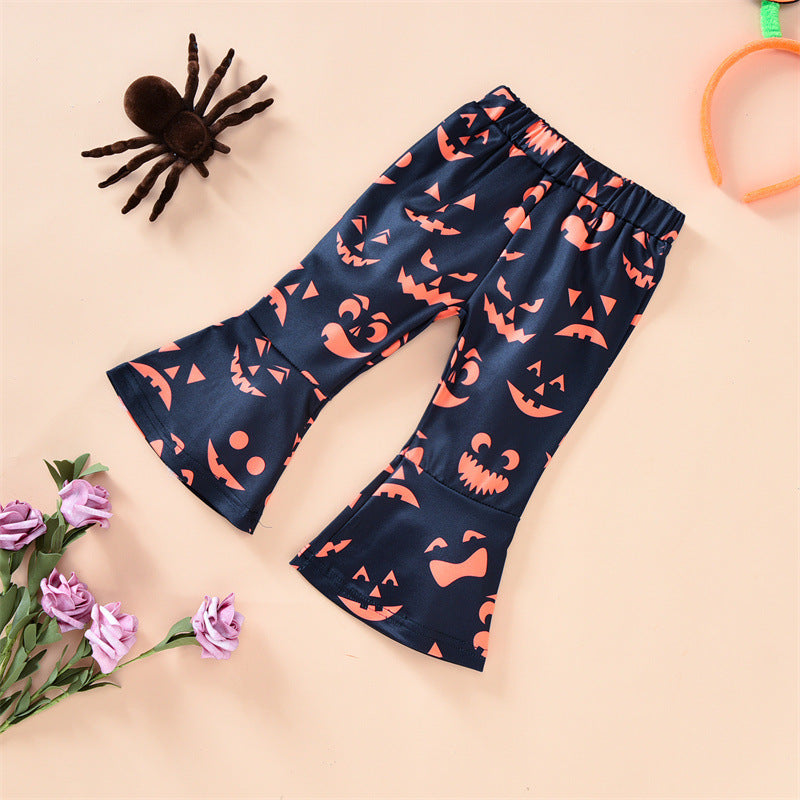 2 Pieces Set Baby Kid Girls Halloween Cartoon Tops And Pants