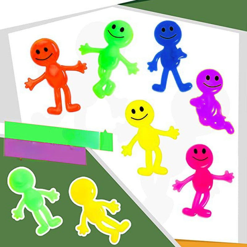 10Pcs TPR Expression Villain Pinch Smiling Face Doll Elastic Stretch