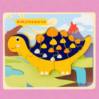 Wooden Dinosaur 3D Puzzle Jigsaw Set for Kids