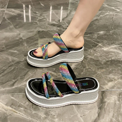 Women Rainbow Sparkle Wedges