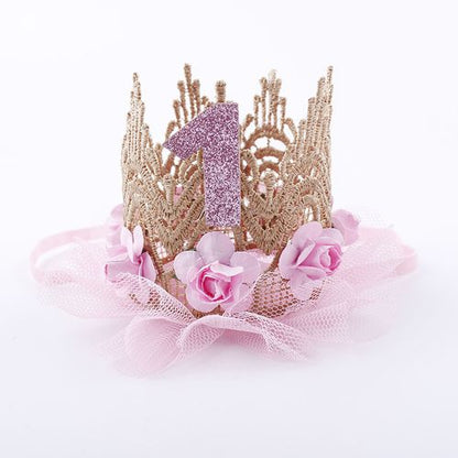 1ST BIRTHDAY CROWN ROSE HEADBAND