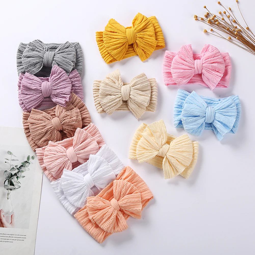 20Pcs Solid Cable Bow Baby Headbands