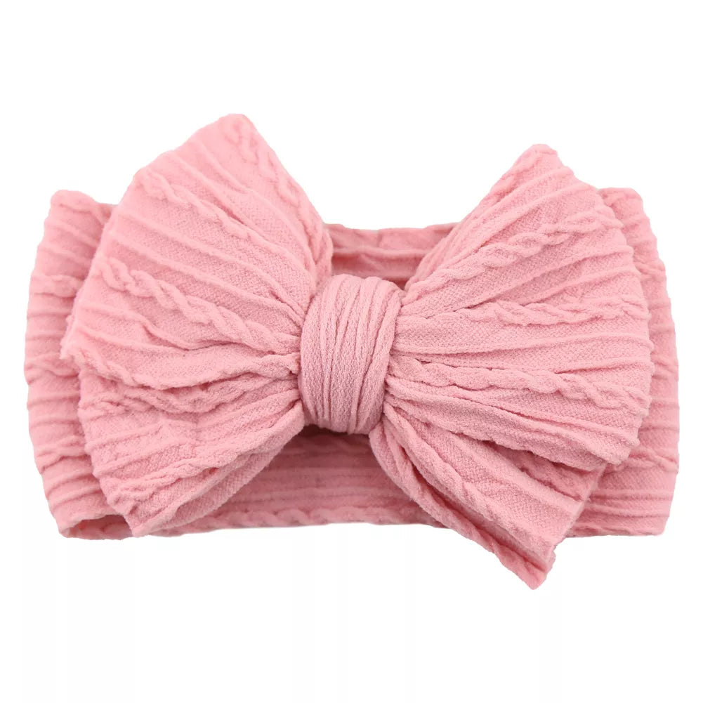 20Pcs Solid Cable Bow Baby Headbands