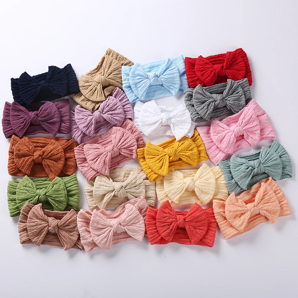 20Pcs Solid Cable Bow Baby Headbands