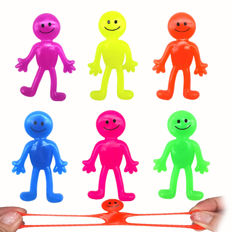 10Pcs TPR Expression Villain Pinch Smiling Face Doll Elastic Stretch